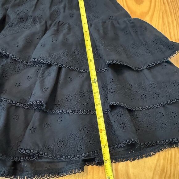 NWT Pearl By Lela Rose Embroidered Voile Ruffle Skirt Black Women’s SIZE 8 $345 - Picture 5 of 10